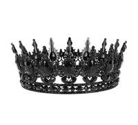 Zerodeko Baroque Black Alloy Queen Crown Tiara for Women, Lightweight Vintage Rhinestone Bridal Headpiece, Versatile Accessory for Halloween Costume Party and Weddings