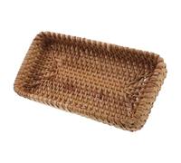 Zerodeko Basket Tray and Enhanced Storage Versatility with Quick Drainage Rectangular Woven Rattan Decorative Organic Elegance for Bathroom Vanity for Tabletop Or Nightstand Organisation