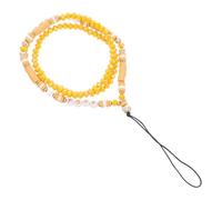 Zerodeko Beaded Phone Lanyard and Cellphone Hanging Chain for Women Diy Yellow Soft Clay Letter Beads Mobile Phone Accessory Crystal Beads Decoration and Mobile Pendant