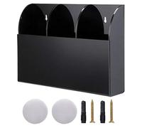 Zerodeko Bedroom Accessories 1PC Wall- Mounted 3- Grid Remote Control Storage Holder Acrylic Phone Pen Key Sundry Storage Box (Black) Desk Organizers