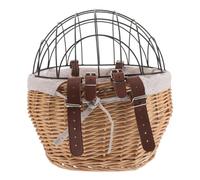 Zerodeko Bicycle Pet Carrier Basket Front Handlebar Mount, Rattan Weave Cat and Small Dog Bike Basket, Lightweight Sturdy Carrier 12.6"x10.6"x7.8" for Cycling and Outdoor Travel