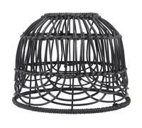 Zerodeko Black Rattan Weaving Lamp Shade Pendant Shade with Metal Frame Stable Structure Classic Simple Style Replacement Lampshade for Bedroom and Hotel