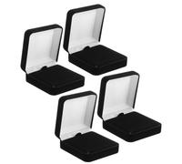 Zerodeko Black Velvet Badge Display Case 4pcs for Medals and Cabinets | Square Presentation Box, Soft Lined Interior, Tightfitting Lid, Stackable Design, Protects Surfaces from Scratch