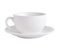 Zerodeko Bone China Coffee Cup Set with Saucer 4 Pieces White Ceramic 200Ml Suitable for Office and Home