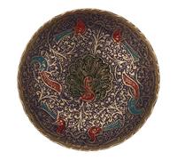 Zerodeko Brass Buddhist Offering Tray for Prayers with Unique Captivating Patterns, Decorative Temple Fruit Serving Bowl for Religious Ceremonies and Party Food Trays
