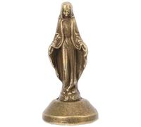 Zerodeko Brass Mary Statue Miniature Blessed Mother Figurine for Catholic Decor Collectible Tabletop Nativity Sculpture Small Maria Decoration for Desk and Dashboard