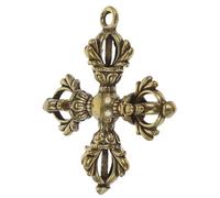 Zerodeko Brass Tibetan Vajra Keychain Pendant Cross Vajra Craft Ornament Buddhism Pestle Charm for Spiritual Decor and Protection,