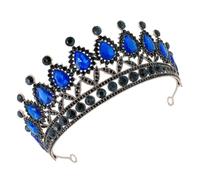 Zerodeko Bridal Crown for Weddings Elegant Headband with Rhinestone Hair Jewelry Decoration Classic Black-blue Alloy Tiara for Brides Bridesmaids and Party Accessories
