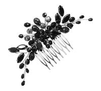 Zerodeko Bridal Hair Comb Black Crystal Side Comb Decorative Metal Rhinestone Hair Accessory for Women Suitable for Party and Holiday