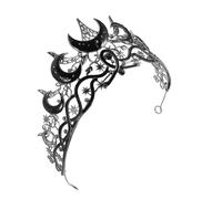Zerodeko Bridal Tiara Celestial Rhinestone Crown for Women Halloween Season | Elegant Black Metal Accessory, Comfortable Wearable Design, Suitable for Weddings, Themed Events, Birthdays, and Cosplay