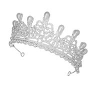 Zerodeko Bridal Tiara with Rhinestones Pearl Crown Headpiece for Weddings | Classic White Imitation Pearls, Zinc Alloy Frame, Secure Hairpin Fit for Updos and Veils