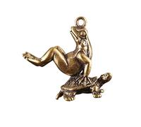 Zerodeko Bronze Art Turtle and Frog Ornaments Retro Decor Solid Brass Sculpture Creative Office Ornament for Desktop Display