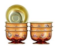 Zerodeko Buddhist Offering Bowls Desk Topper Desk Topper 7 Pcs Chalice Cup Water Offering Bowl Cups Buddha Worship Sacrificial Tea Cup for Home Temple Decor Singing Bowl