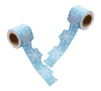 Zerodeko Bulletin Board Border Blue White Christmas Snowflake 2 Rolls Cardboard, Easy to Install Winter Holiday Decoration with Creative Patterns, Versatile for Classroom and School