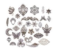 Zerodeko Butterfly and Flower Charms Coffee Colour Tibetan Style Pendants Nickel with Classical Design for Decoration and Cloth Ornaments for Jewelry Making