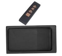 Zerodeko Calligraphy Inkslab Inkstone with Ink Stick Black Simple Design Flat and Smooth Bottom Does Not Fade Decorate Your Reading Room for Teachers and Students
