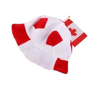Zerodeko Canada Flag Plush Soccer Ball Hat for Fans, Universal Fit Polyester Football Cheering Costume Hat, Sports Themed and Eye-catching for Soccer Themed Party Or Photo Booth