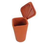 Zerodeko Car Garbage Can with Lid, Orange Silicone Compact Automotive Trash Bin for SUV and Truck, Vehicle Waste Container for Travel and Daily Use, Car Rubbish Bin for Interior