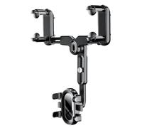 Zerodeko Car Rearview Mirror Phone Holder Mount 360 Degree Rotatable Abs and Nano Polyurethane Material, Safe Driving Accessory for Vehicles, Black Colour for Mobile Phones