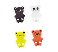 Zerodeko Cartoon Plug Holder 4pcs Self-Adhesive Plastic Animal Shaped Power Plug Hooks for Home Storage Heavy Duty Decorative Wall Hanging Rack for Organizing