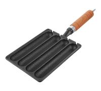 Zerodeko Cast Iron Sausage Pan with 4-slot Mold for Baking and Grilling Sausages, Lightweight and Easy to Demold, for Camping and Outdoor Barbecue Cooking