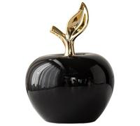 Zerodeko Ceramic Apples Figurine Black Glazed Apple Statue Lifelike Apple Ornament Porcelain Fruit Decoration For Christmas Halloween Party Table