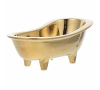 Zerodeko Ceramic Bathtub-shaped Soap Container Soap Case Ceramic Dish Unique Elegant Artistic Self Draining Keeps Dry Golden Colour for Public Places and Sink