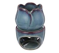 Zerodeko Ceramic Candle Holder Aroma Heating Holder Aromatherapy Furnace Tulip Shape Elegant Blue Home Decor for Bedroom Or Study