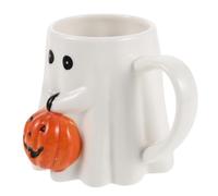 Zerodeko Ceramic Mug Ghost Shaped with Pumpkin Accessory for Halloween