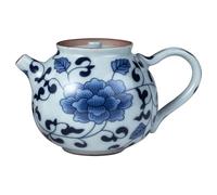 Zerodeko Ceramic Teapot with Handle 4.9 Inch Retro Blue and White Porcelain Tea Kettle Traditional Chinese Gongfu Teapot for Loose Leaf Tea Home Use