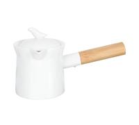 Zerodeko Ceramic Teapot with Wooden Handle, Japanese Ceramic Kyusu Teapot One-Hand Porcelain Kung Fu Retro Tea Kettle for Home Restaurants 300ML