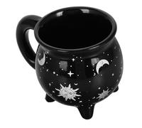 Zerodeko Ceramic Witch Cauldron Mug Versatile Coffee Cup and Soup Bowl Creative Home Decor and Outdoor Camping White Sun Design