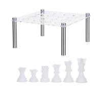 Zerodeko Chess Piece Molds Silicone Chess Set Mold with 16-Slots Storage Rack Reusable Washable for Epoxy Resin Casting DIY Board Game Making Educators