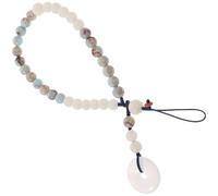 Zerodeko Chinese Style Jade Short Chain Phone Lanyard with Shoushan Stone Loop Rope, Easy to Install and Remove, Suitable for Mobile Phones and USB Flash Drives, Can Be Hung on Wrist Or