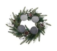 Zerodeko Christmas Advent Wreath Candle Holder Traditional Xmas Candle Ring with Faux Pine Cones and Berries Elegant Holiday Centerpiece for Table and Home Decor