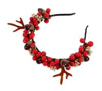 Zerodeko Christmas Headband Reindeer Antlers Hair Hoop with Red Foam and Silk Cloth Material Complement for Costume and Embellishing Hairstyle for Birthday Or Daily Use