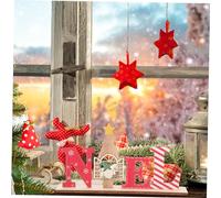 Zerodeko Christmas Wooden Table Sign Noel Decoration Festive Ornament for Home Office Desk Reusable Wooden Table Centerpiece for Holiday Atmosphere and Family Celebration