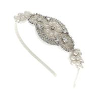 Zerodeko Cloth Pearl Rhinestone Hairband, Pearl Headband, White, Lightweight, Elegant, Luxurious, Gorgeous, Pageant Wear for Wife or Girlfriend, Anniversary, Thanksgiving