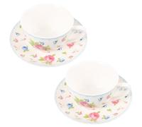 Zerodeko Coffee Cup and Saucer Set and Simple Design Bone China 150ml with Retro Theme Pattern Convenient to Use for Holiday Commemoration Or New Housewarming
