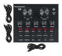Zerodeko Compatible Sound Card for Live Streaming with Adjustable Microphone Volume and Reverberation Size, Metal Sound Mixer Board for Music Recording and Shouting, Broadcasting Voice