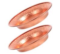 Zerodeko Copper Appetizer Bowls Set 2Pcs 10.9Cm Hand-Hammered Copper Fruit Tray for Ritual Offering and Kitchen Decor