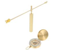 Zerodeko Copper Dragon Head Dowsing Rod Set with Compass, Portable Feng Shui Probe Tool for Water Detection, Easy to Assemble and Practical Divining Rod for Accurate Energy and Direction