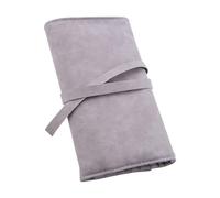 Zerodeko Cosmetics Brush Bag Makeup Brush Rolling Bag 14.54x8.65x0.39in Folding Design Portable Gray Artificial Suede for Travel