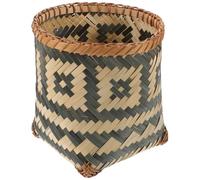 Zerodeko Crafted Bamboo Woven Basket Retro Style Waste Paper Container Sturdy Sturdy Multi-use Storage Basket for Home Office Bedroom