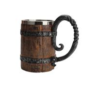 Zerodeko Creative Barrel Shaped Beer Mug with Stainless Steel and Resin Double Layer, Portable Office Cup Suitable for Coffee Shops and Restaurants, Unique and Chic Drinking Mug