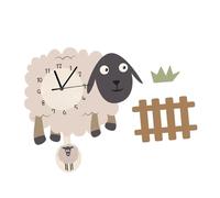 Zerodeko Creative Nordic Swinging Sheep Wall Clock Cartoon Decorative Hanging Clock for Home Bedroom Living Office Quiet Artistic Wall Decor
