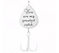 Zerodeko Creative Stainless Steel Treble Fishing Lure Hook Guitar Pick Bait with You Are My Greatest Catch Pattern for Outdoor Fishing Accessories