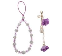 Zerodeko Crystal Flower Pendant Phone Charm Lanyard Purple for Mobile