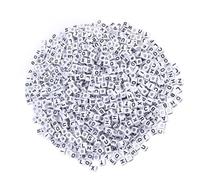 Zerodeko Cube Letter Beads Educational Arts and Craft Use 500 Pieces 6mm White Acrylic for Bracelets and Key Chains for ’s Party Games