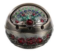 Zerodeko Decorative Ashtray with Lid Vintage Metal Ash Tray for Indoor Outdoor Use Smell Proof Retro European Style Ash can for Living Dining Patio Gift for Men